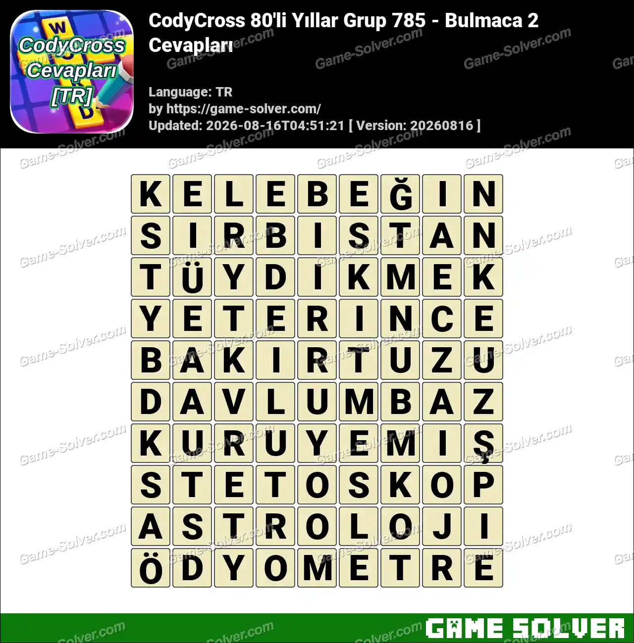 CodyCross 80’li Yıllar Grup 785 – Bulmaca 2 Cevapları
